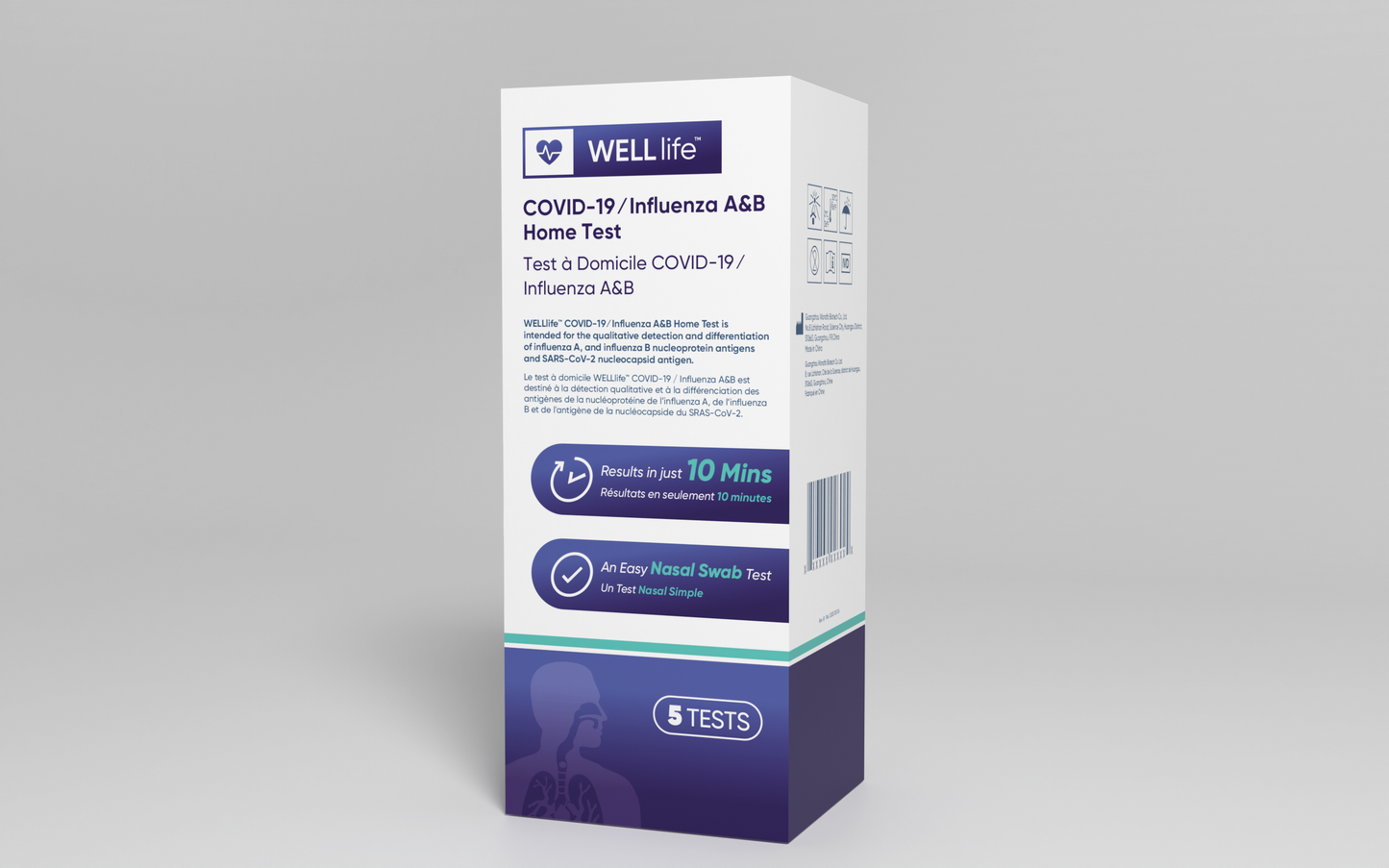 WELLlife Covid-19/Flu A&B Home Test,Health Canada Approved